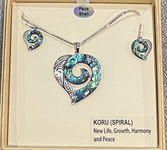 Heart Paua - Necklace and Earrings