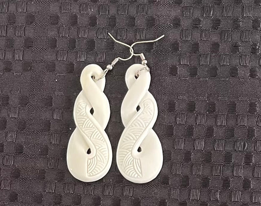 Carved Twist- Bone Earrings