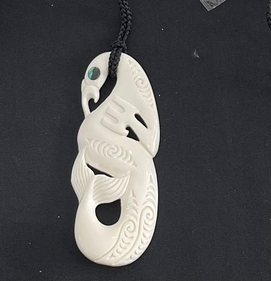 Manaia with Fish Tail- Bone Pendant