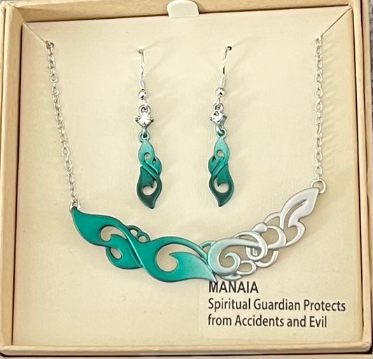 Turquoise Manaia Necklace and Earrings