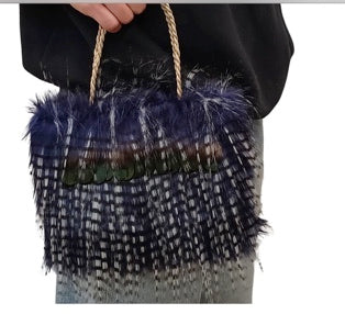 Tui - Fur Bag- Maori Kete - Faux Fur Handbag - Kete NZ