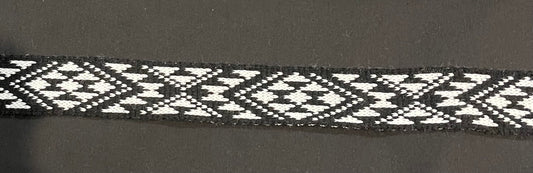 Black and White Pātiki - Taniko Band 2inch