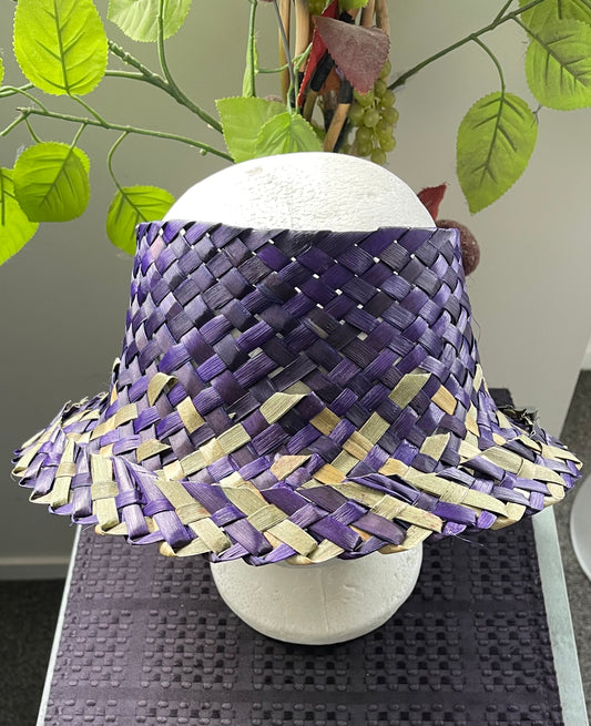 Maori Hat - Flax Hat purple
