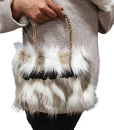 Hukapapa - Fur Bag - Maori Bags Faux Fur Handbag - Kete Bag