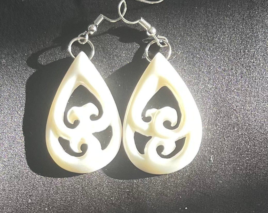 Koru drop Bone Carved Earrings