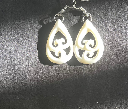 Koru drop Bone Carved Earrings