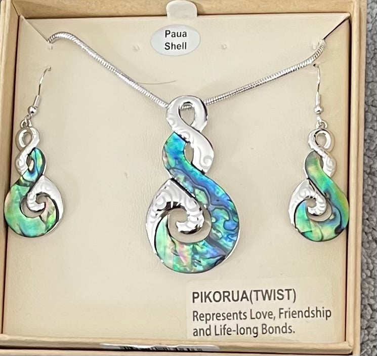 Paua Twist Necklace and Earrings