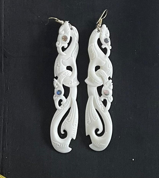 Xlong Manaia Bone Carved Earrings