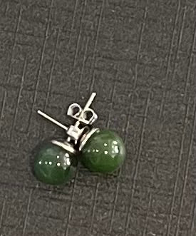 Little 8mm Greenstone stud Earrings