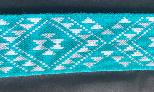 Turquoise and white 2.5 inch - Taniko Band