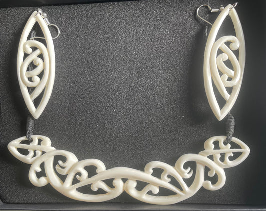 Breastplate Set - Bone Necklace & Earrings