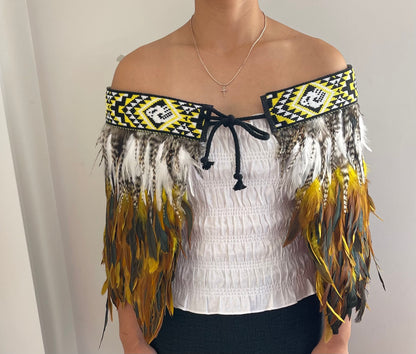 Yellow Maori Half Korowai Cape