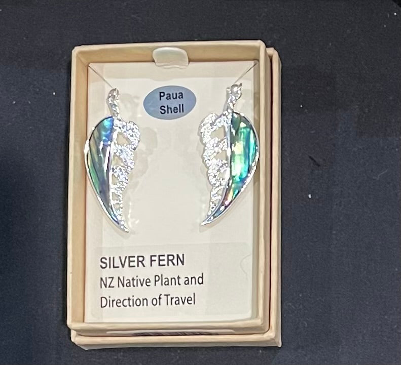Paua  Fern Earrings