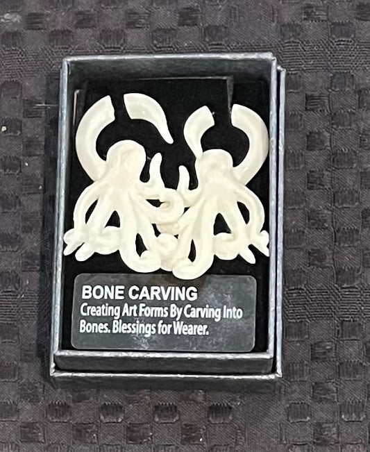 Octopus wave Carved Bone Earrings