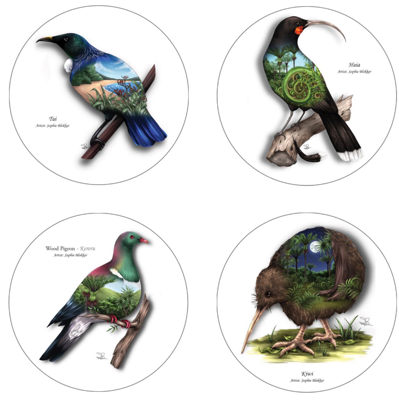 Ceramic bird coasters