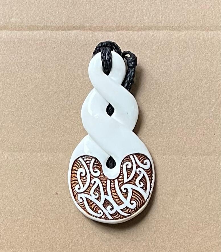 Bone Twist With Brown Marking - Bone Pendant