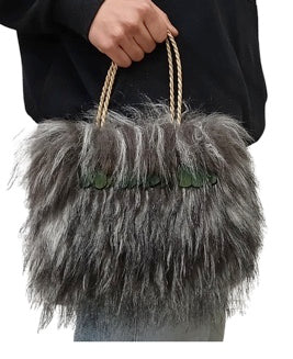 Fur Bag- Maori Bag - Maori Kete - Faux Fur Handbag - NZ Kete