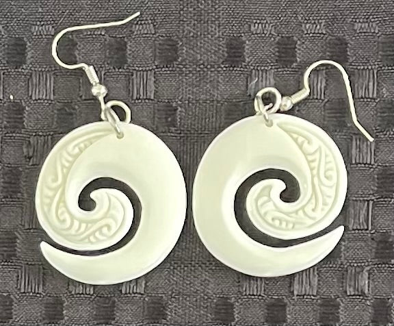 Koru - Carved Bone Earrings