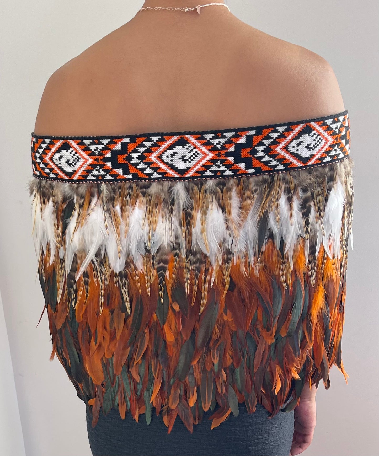 Orange Maori Half Korowai Cape