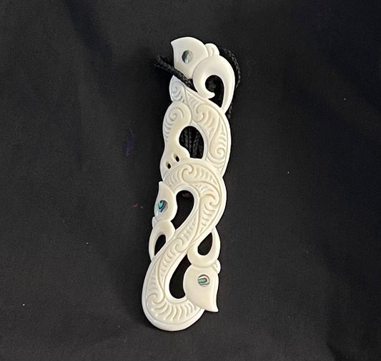 Double Manaia Pendant - Bone Carving