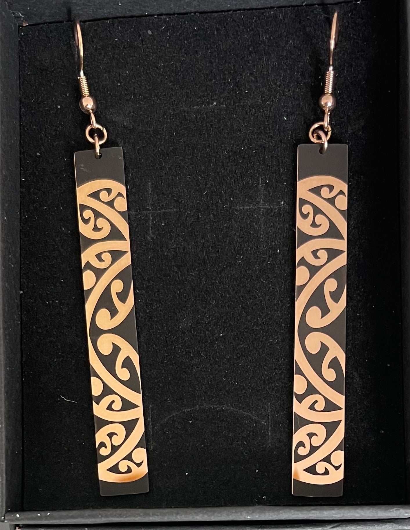 Stainless Steel Black and rose Gold Earrings