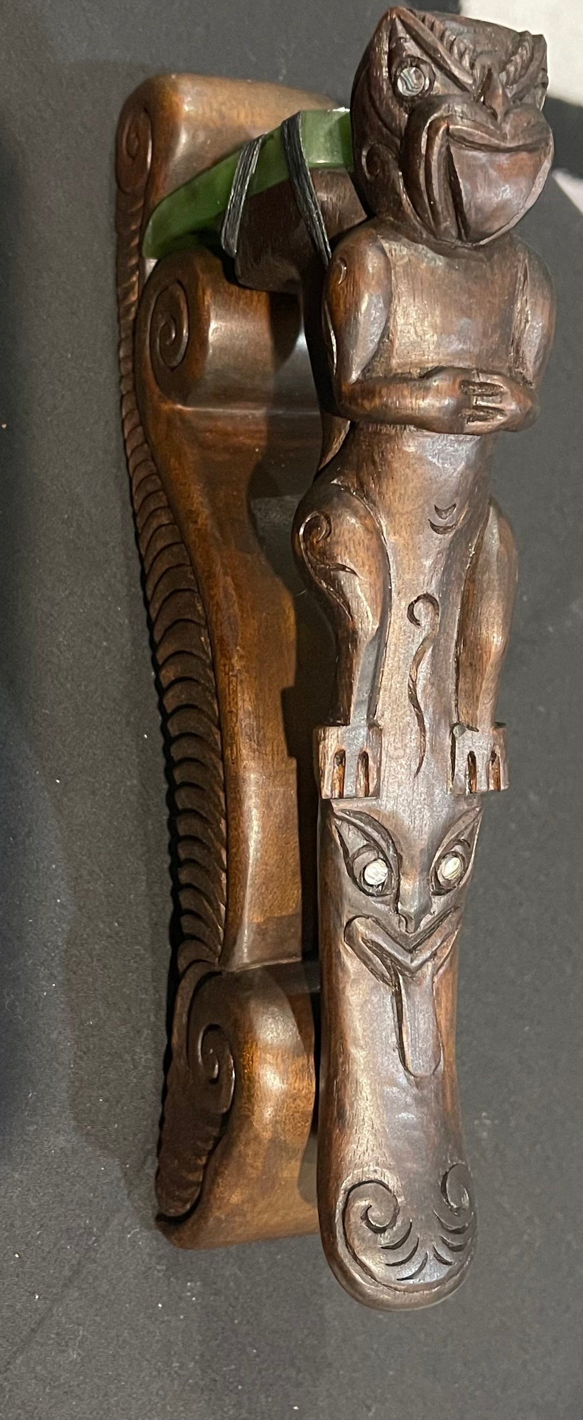 Greenstone Axe On Stand - Wood Carvings