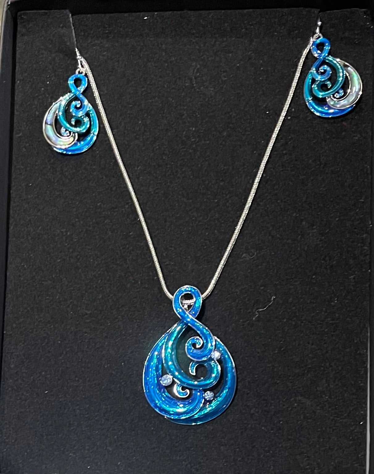 Blue Koru Necklace Set