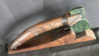 Carved Toki with Greenstone Blade - Tewhatewha