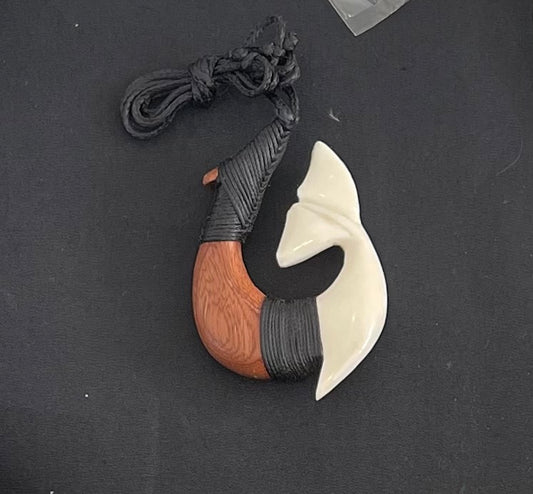 Wood and Bone hook Pendant