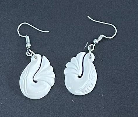 Hei Matau Carved Bone Earrings