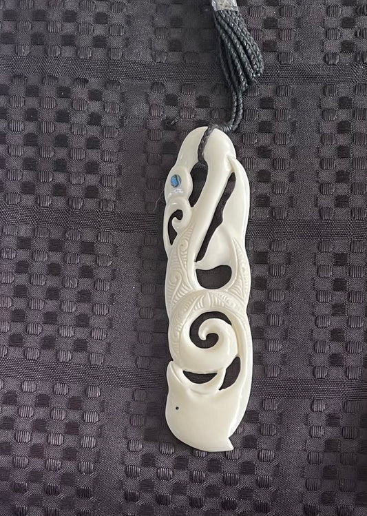 Manaia with a dolphin Pendant - Bone Carving