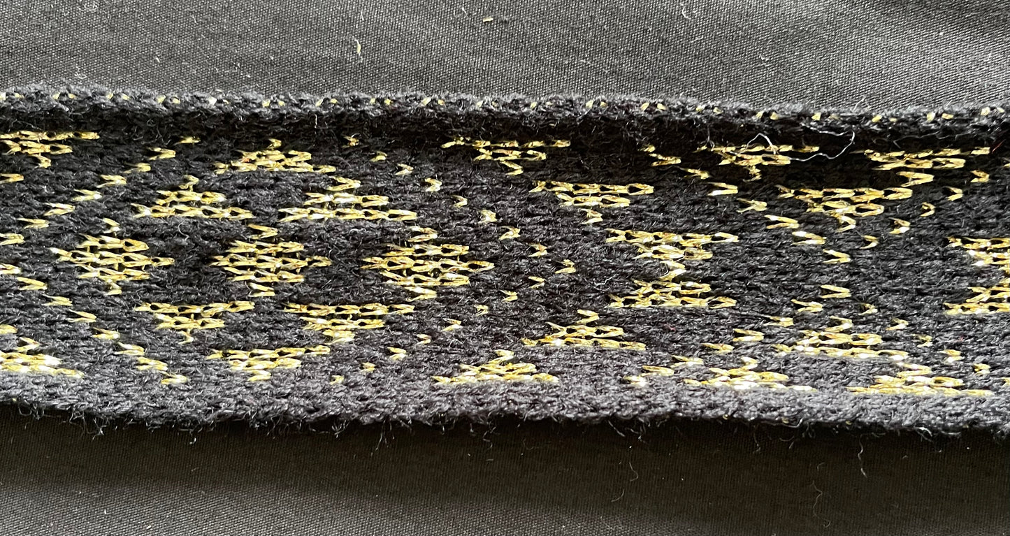 Black with Gold Flex Pātiki - Taniko Band 2inch