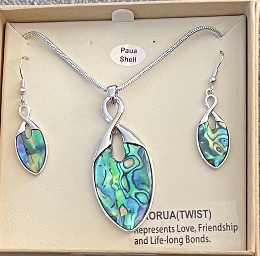 Paua twist necklace set