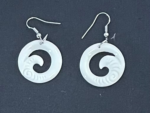 Carved Koru - Bone Earrings