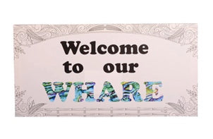 Welcome to our Whare in Paua on canvas