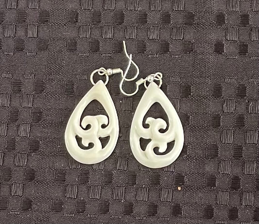 Koru Drop - Bone Carved Earrings