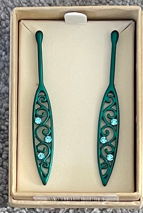 Paddle turquoise Rodium Earrings