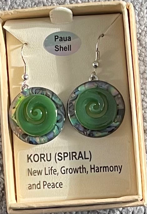 Jade and Paua Koru  Earrings