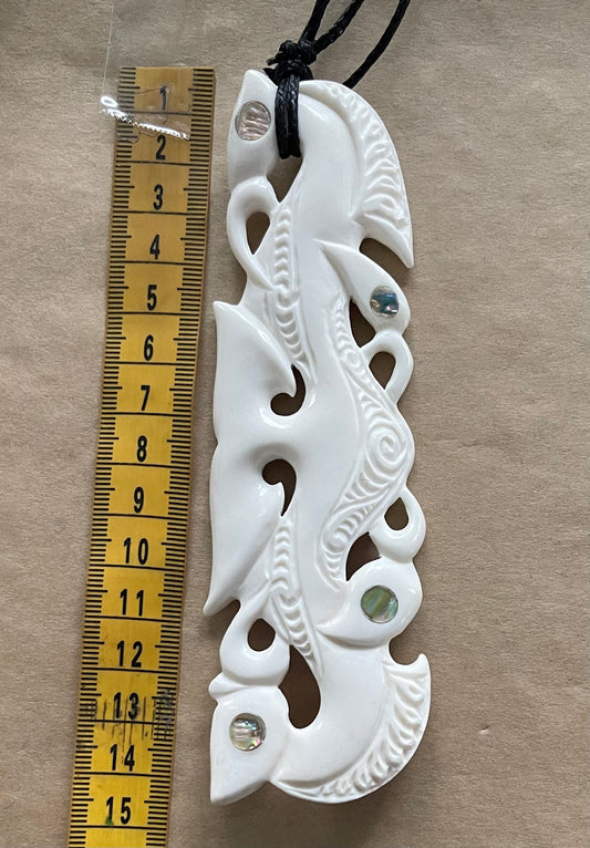 Bone Carved Necklace - NZ Bone Carving - Manaia Carving