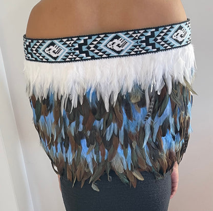 Sky Blue Maori Half Korowai Cape