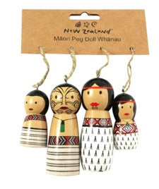 Wooden hanging Whanau Maori Peg Dolls - Maori Toys