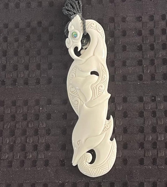 Manaia Dolphin Pendant - Bone Carving