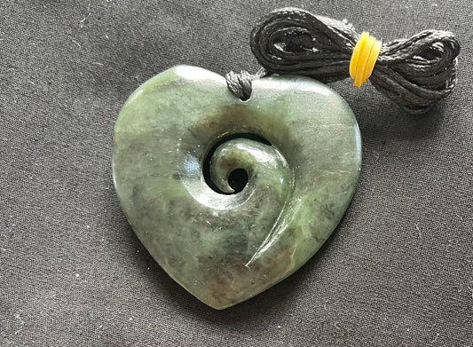 Heart with a koru Greenstone Pounamu Necklace