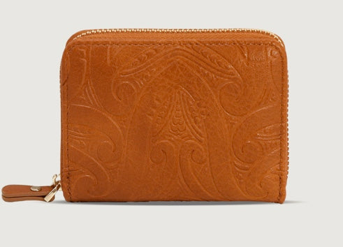 Maori Design Card and Cash Wallet Tan