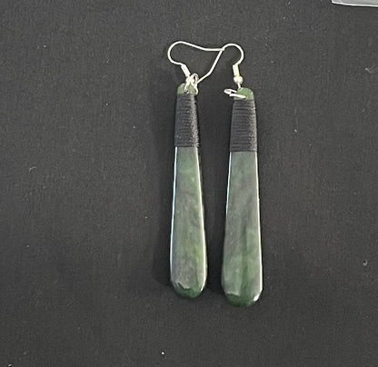 Toki Greenstone Earrings - Maori Design Jewellery - Maori Earrings