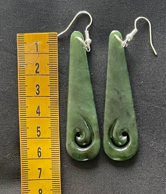 Toki Greenstone Earrings With Koru