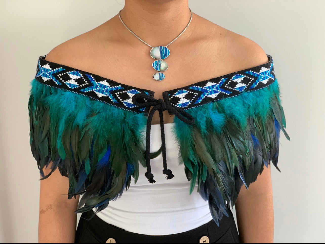 Paua- Feathered Maori Cape