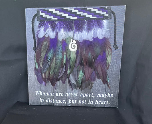Purple Korowai On Canvas With a Saying - Never Apart