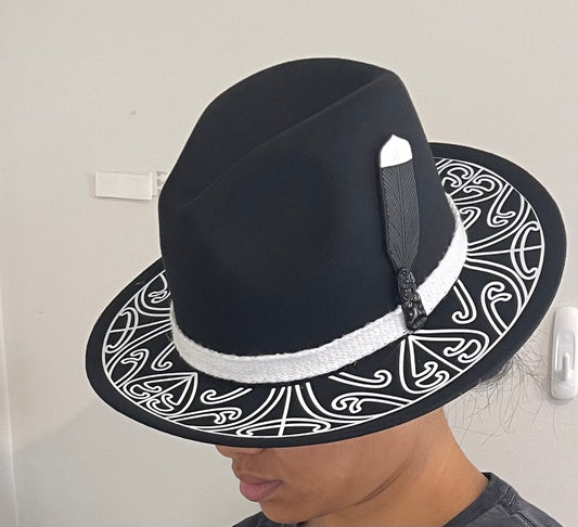 Potae - Black and White Fedora Felt Hat