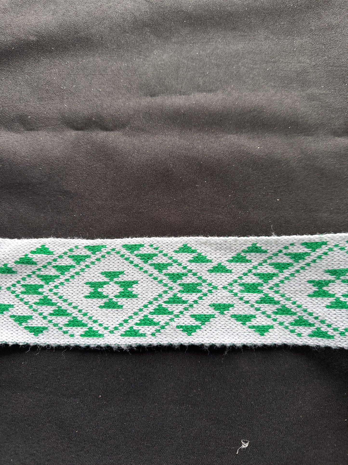 White and emerald green Pātiki - Taniko Band 2.5inch